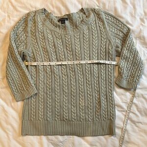 Cable Knit Silk Sweater in pale sage green